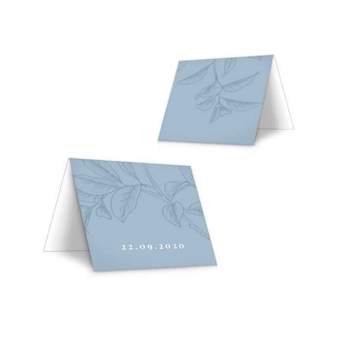 Tischkarten zur Hochzeit mit Brushschrift in Graublau