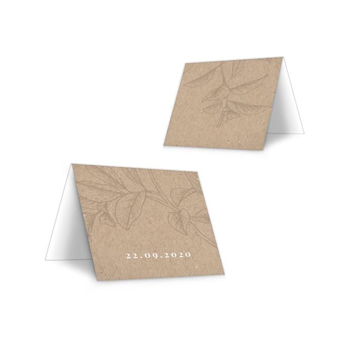 Tischkarten zur Hochzeit mit Brushschrift in Naturpapier