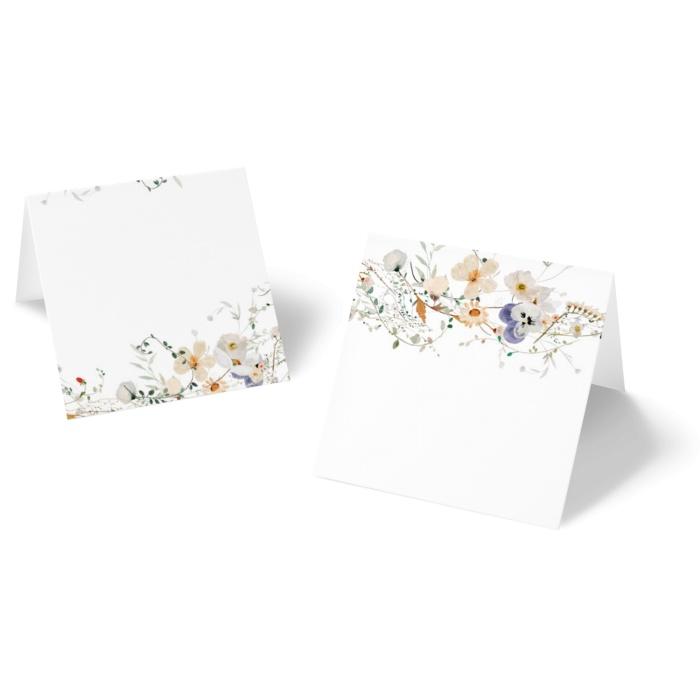 Tischkarten für die Hochzeit mit romantischen Wildblumen zum Beschriften