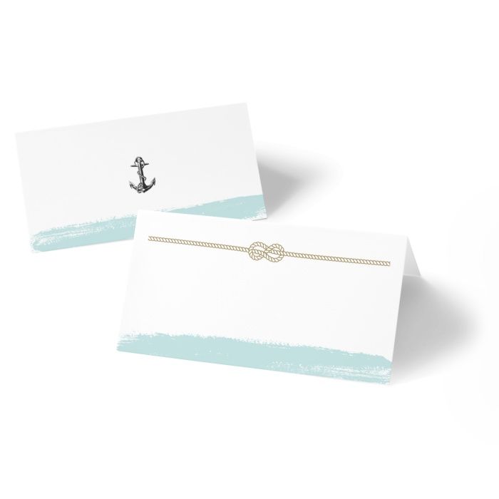 Tischkarten für die maritime Hochzeitstafel mit Ankermotiv - zum Beschriften