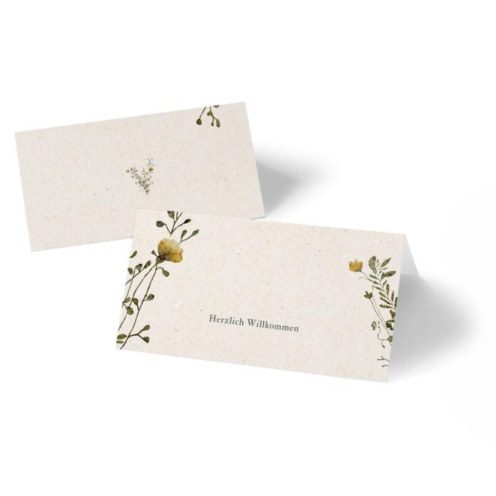 Tischkarten für eure Landhaus Hochzeit mit Wiesenblumen zum Beschriften