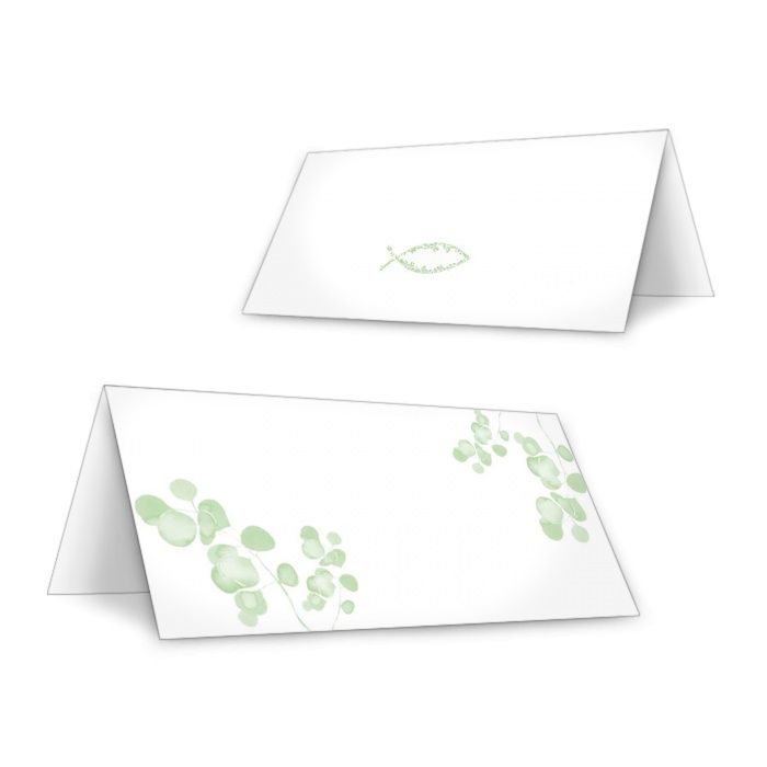 Tischkarten zur Kommunion mit Fisch-Symbol in Grün