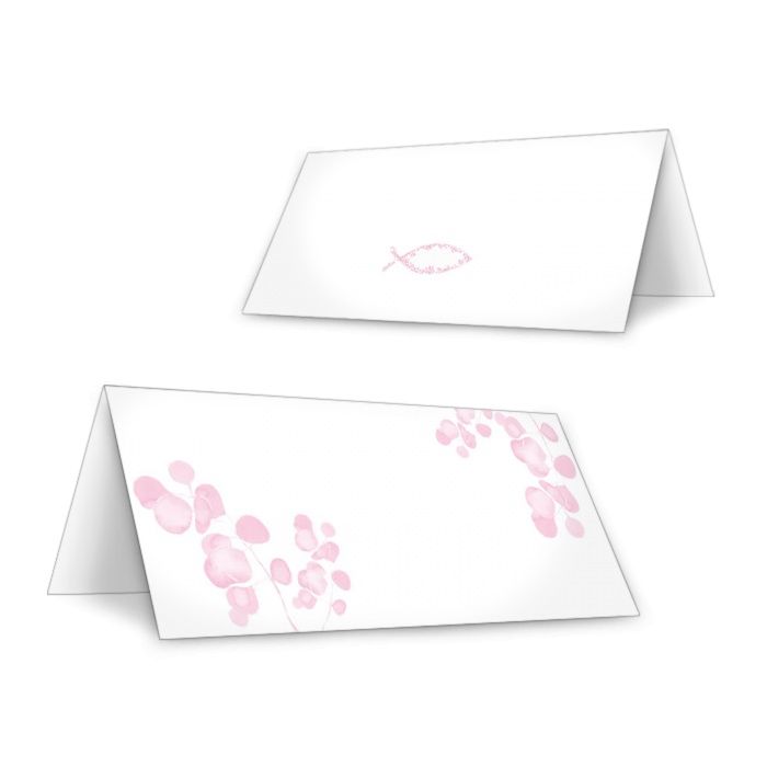 Tischkarten zur Kommunion mit Fisch-Symbol in Rosa