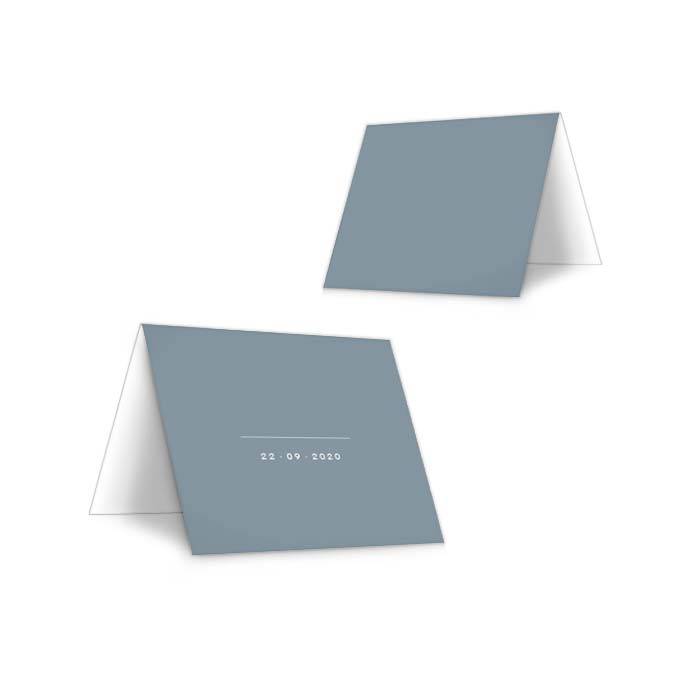 Tischkarten im minimalistischen Design in Graublau
