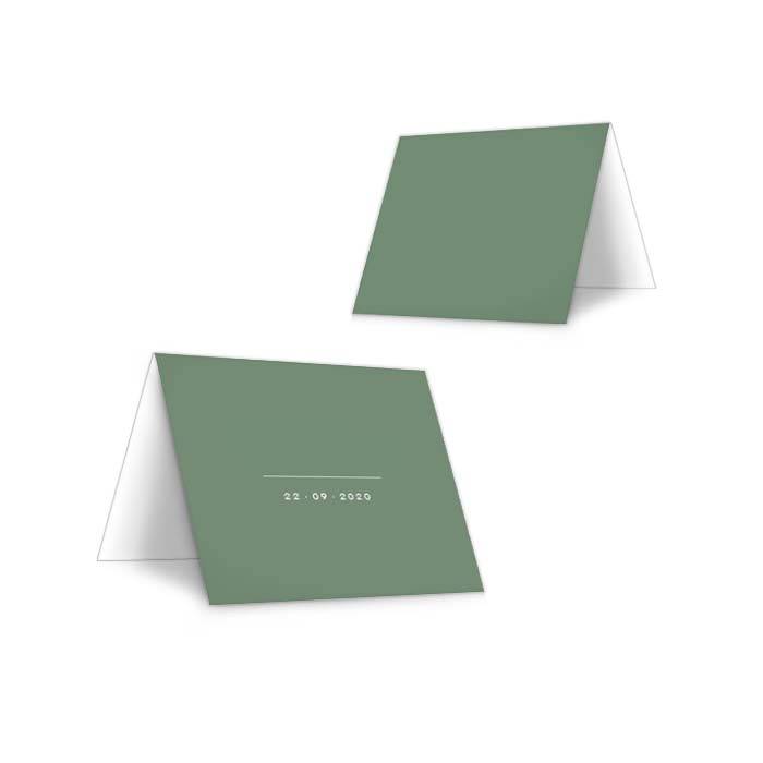 Tischkarten im minimalistischen Design in Stonegreen