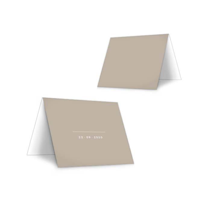Tischkarten zur Hochzeit im minimalistischen Design in Taupe