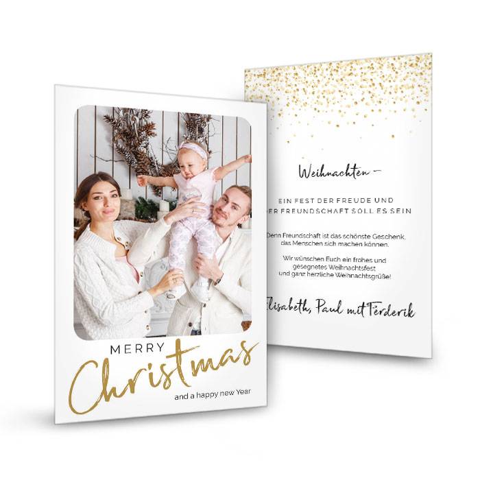 Weihnachtspostkarte mit Foto und Glitter - Christmas