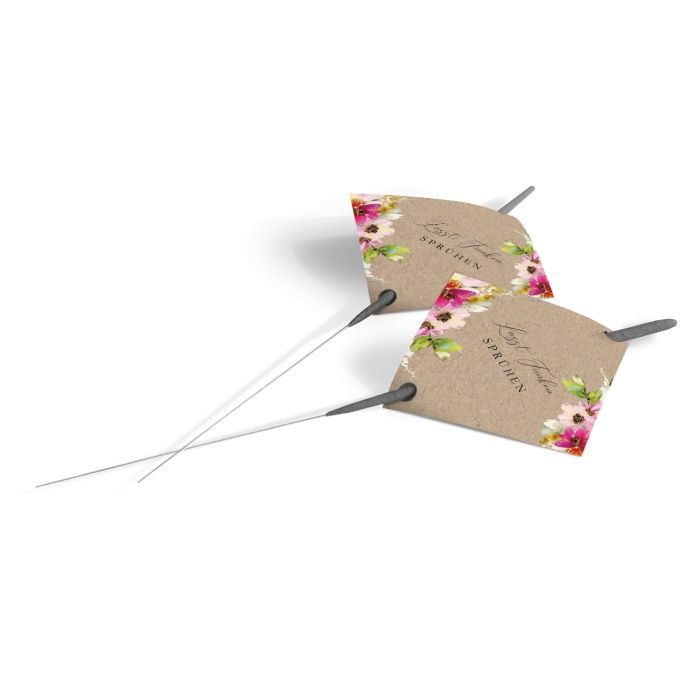 Wunderkerzenkarte mit Aquarellblumen und Kraftpapieroptik