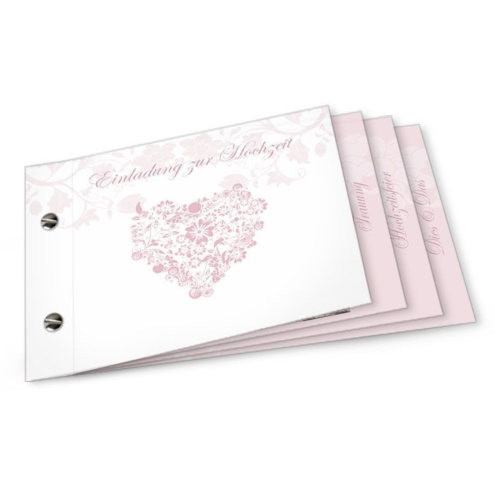 Elegante Einladung zur Hochzeit als Booklet in Rosa