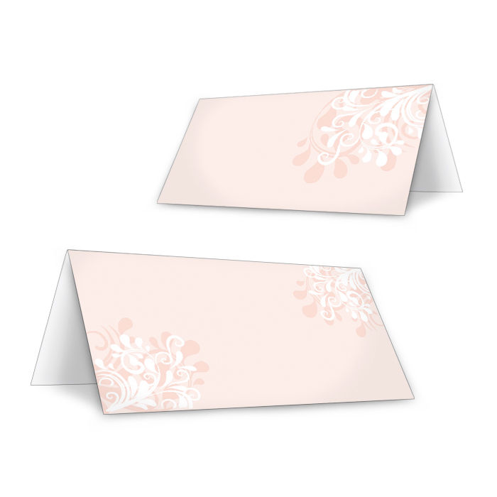 Romantische Tischkarten mit floralem Design in Rosa