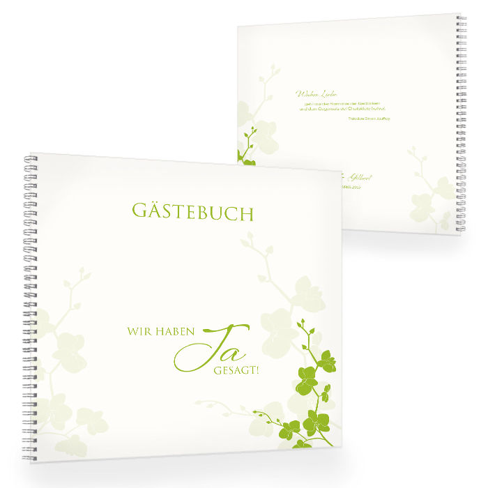 Gästebuch zur Hochzeit mit floralem Design in Grün