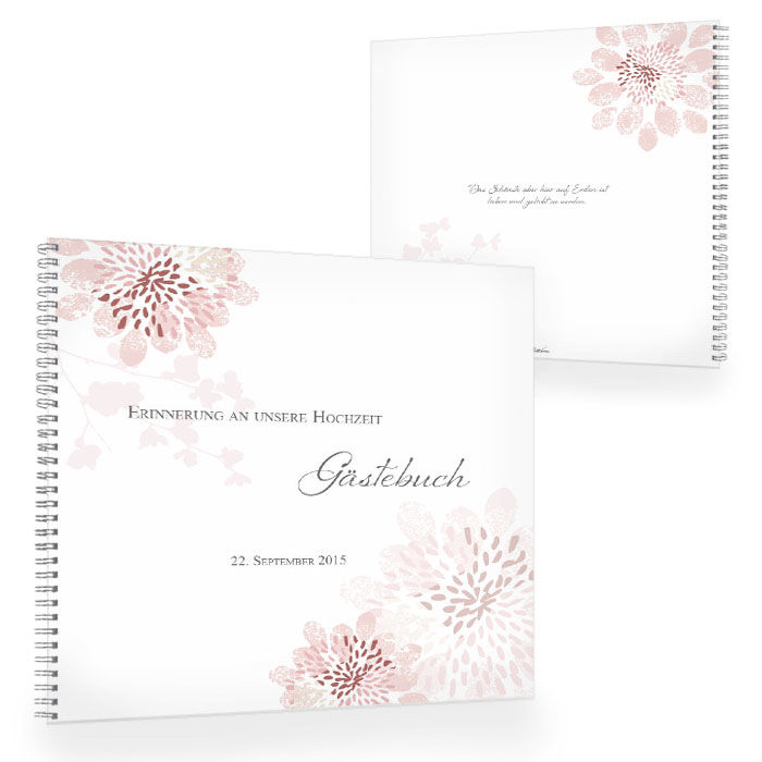 Romantisches Gästebuch in Altrosa mit floralem Muster